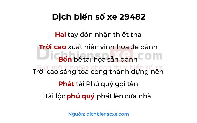 Dịch thơ biển số 29482