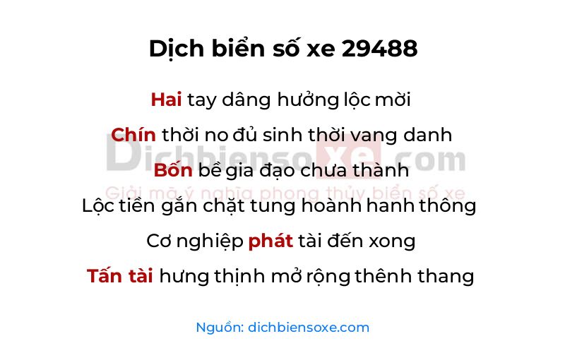 Dịch thơ biển số 29488