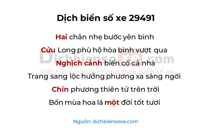 Dịch thơ biển số 29491