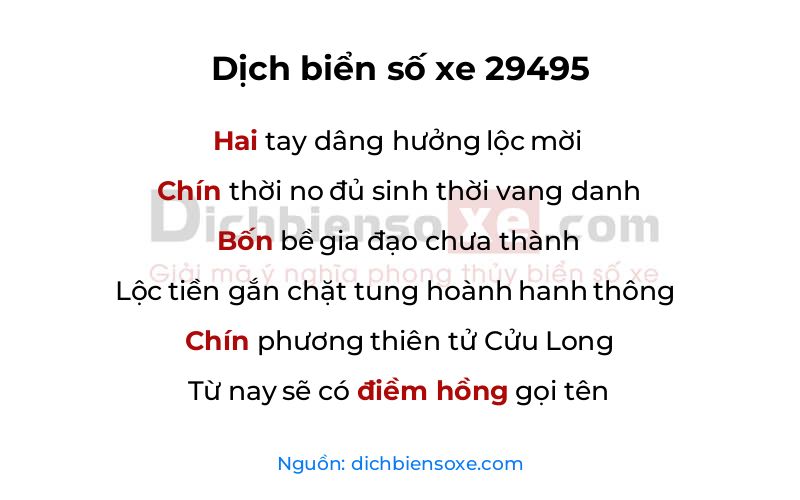 Dịch thơ biển số 29495