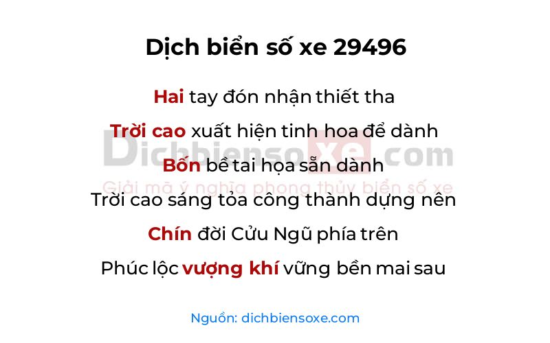 Dịch thơ biển số 29496