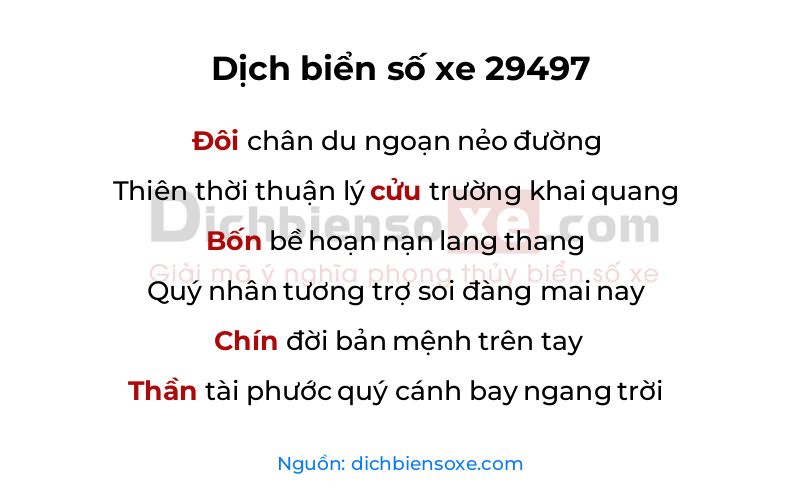 Dịch thơ biển số 29497