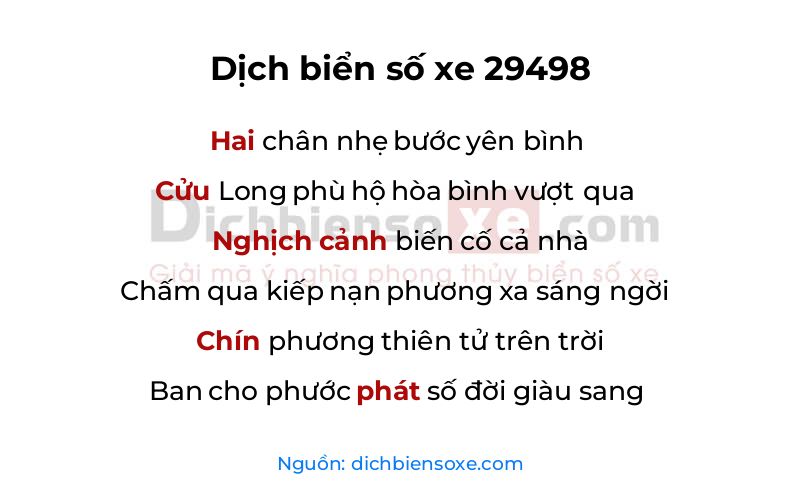 Dịch thơ biển số 29498