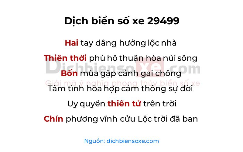 Dịch thơ biển số 29499