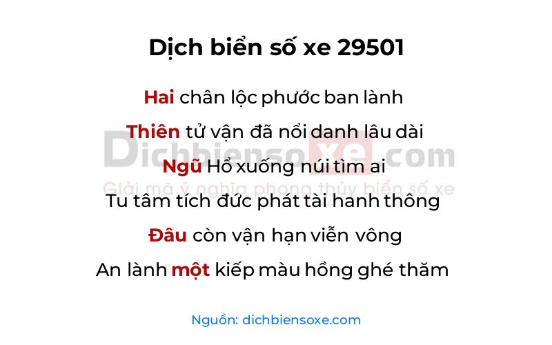 Dịch thơ biển số 29501