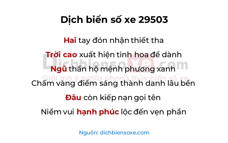 Dịch thơ biển số 29503