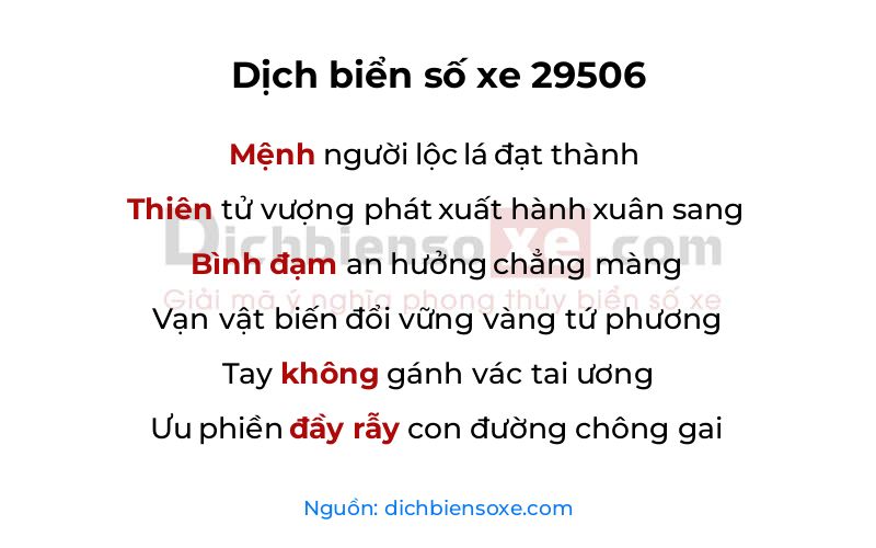Dịch thơ biển số 29506