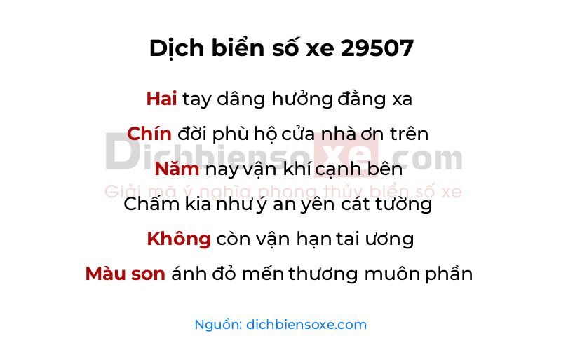 Dịch thơ biển số 29507