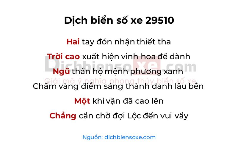 Dịch thơ biển số 29510