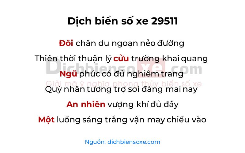 Dịch thơ biển số 29511