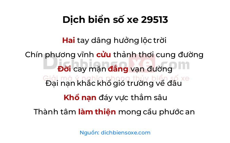 Dịch thơ biển số 29513
