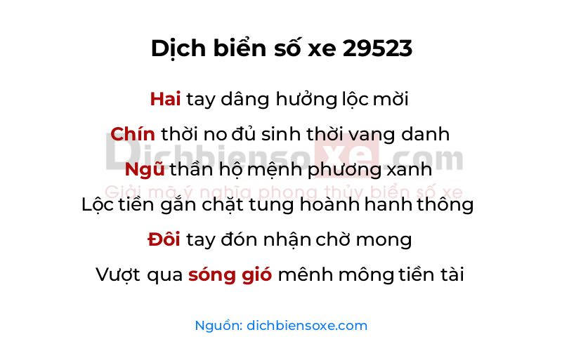 Dịch thơ biển số 29523