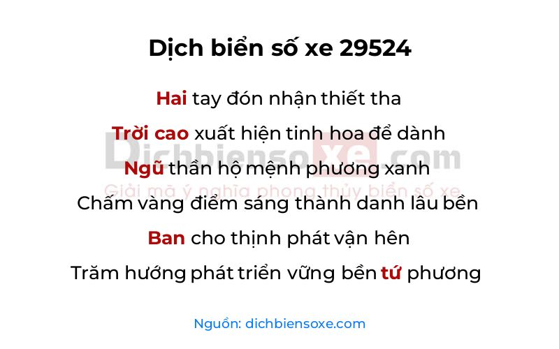 Dịch thơ biển số 29524