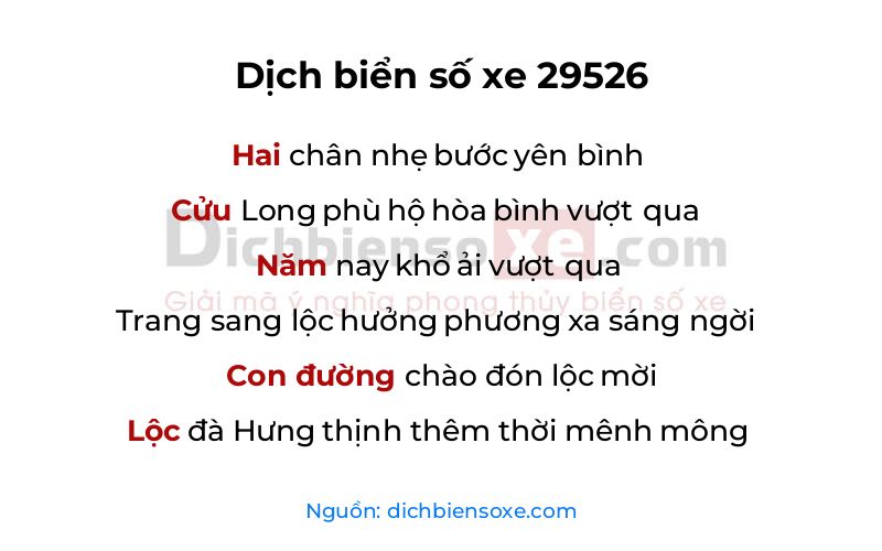 Dịch thơ biển số 29526