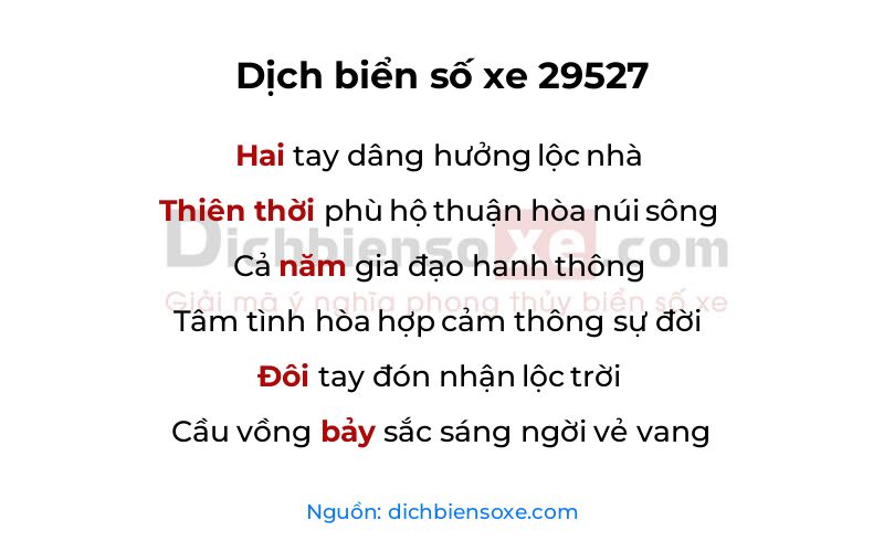 Dịch thơ biển số 29527