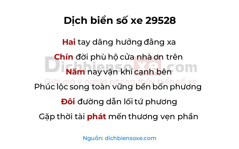 Dịch thơ biển số 29528