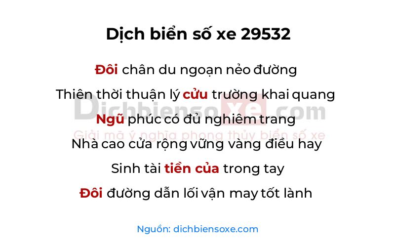 Dịch thơ biển số 29532