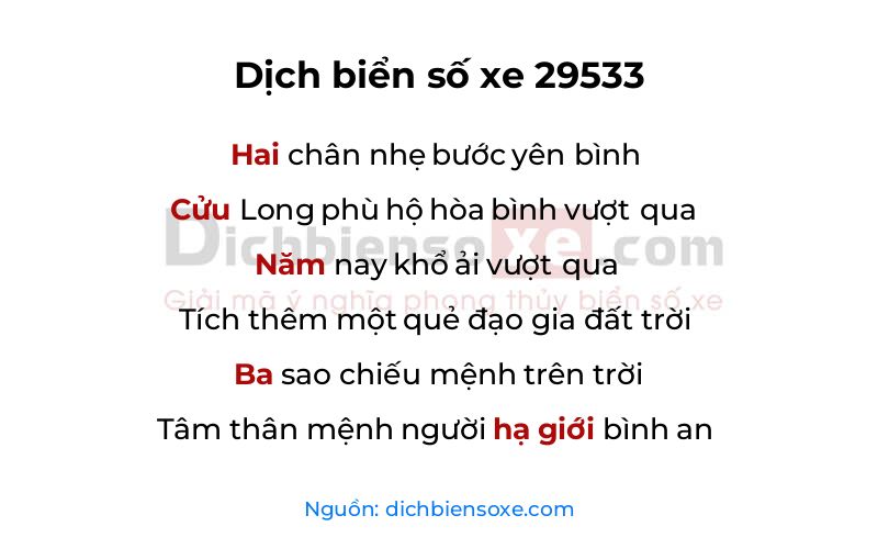 Dịch thơ biển số 29533