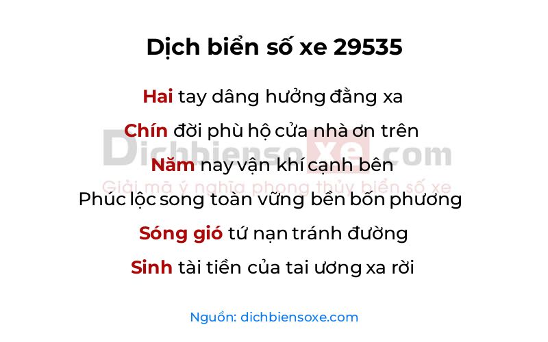 Dịch thơ biển số 29535