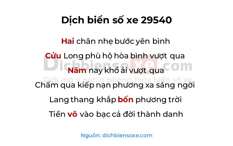 Dịch thơ biển số 29540