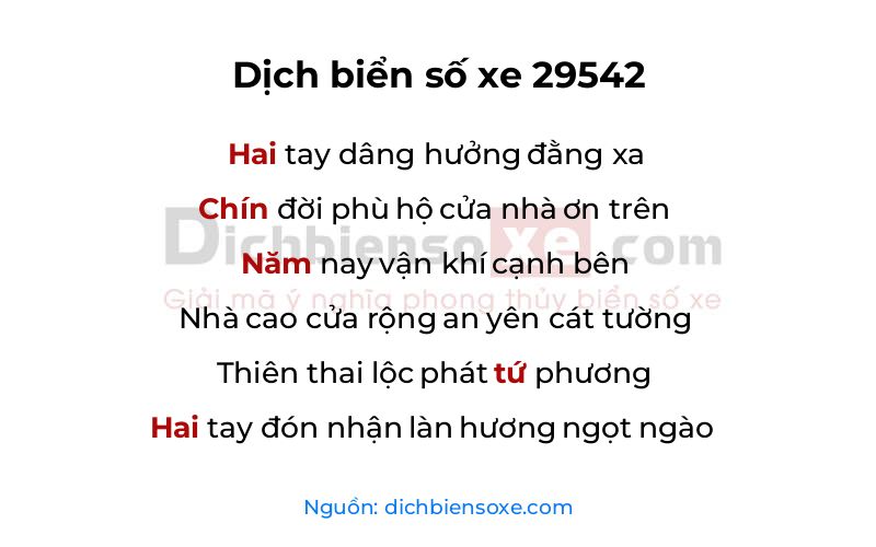 Dịch thơ biển số 29542