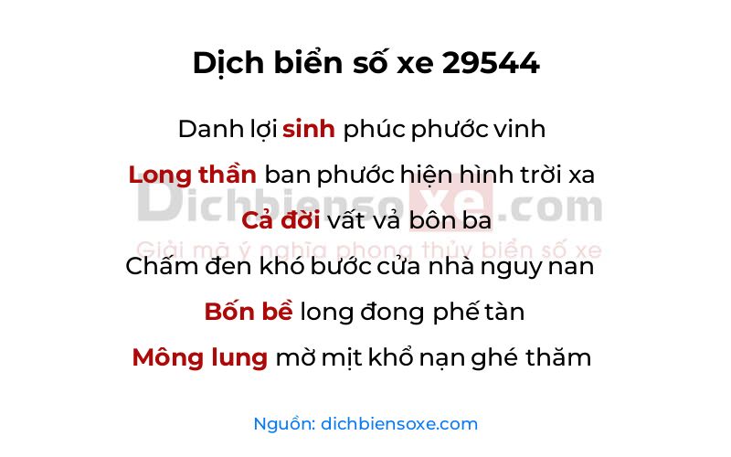 Dịch thơ biển số 29544