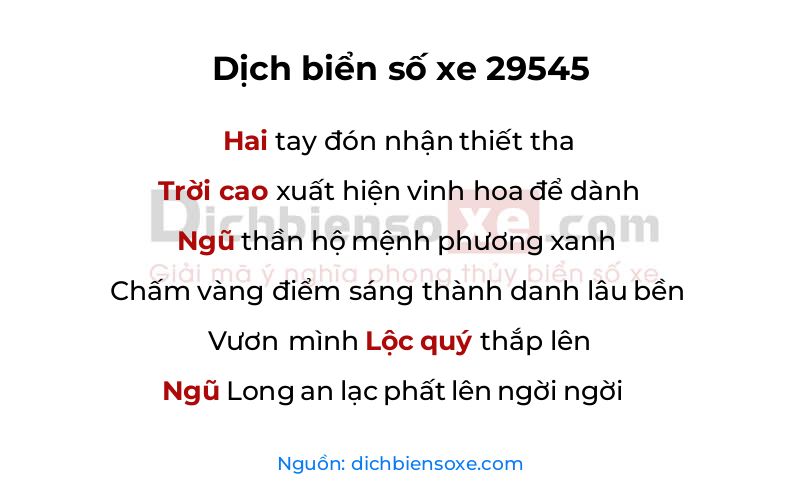 Dịch thơ biển số 29545
