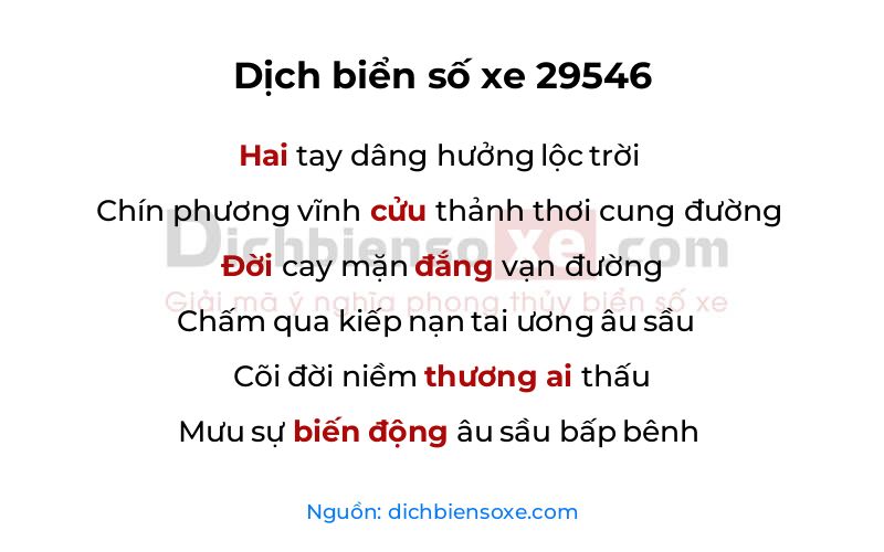 Dịch thơ biển số 29546