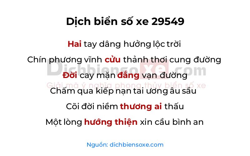 Dịch thơ biển số 29549