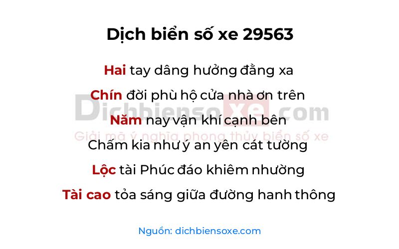 Dịch thơ biển số 29563