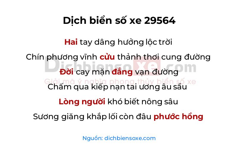 Dịch thơ biển số 29564