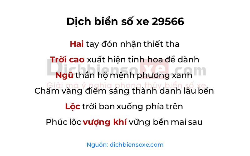 Dịch thơ biển số 29566