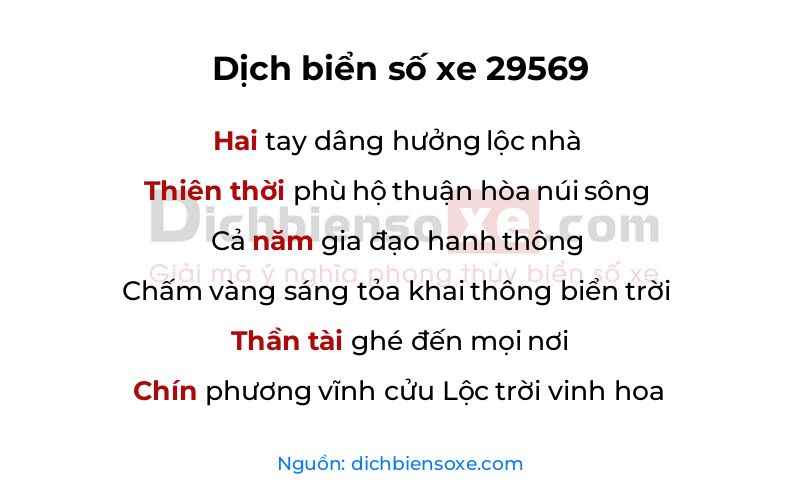 Dịch thơ biển số 29569