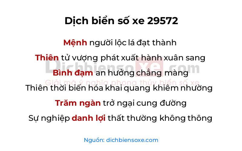 Dịch thơ biển số 29572