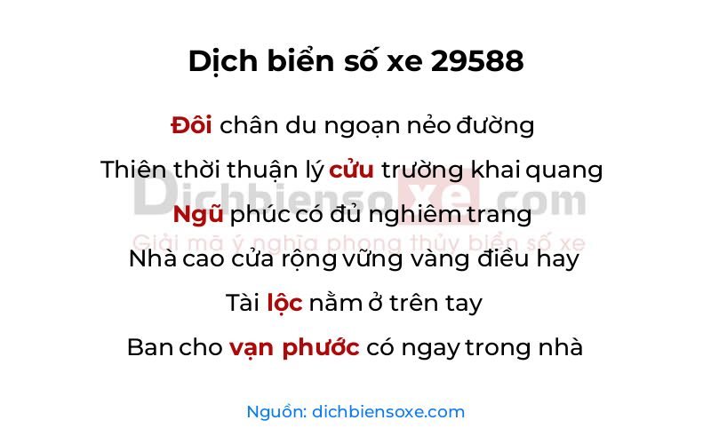 Dịch thơ biển số 29588