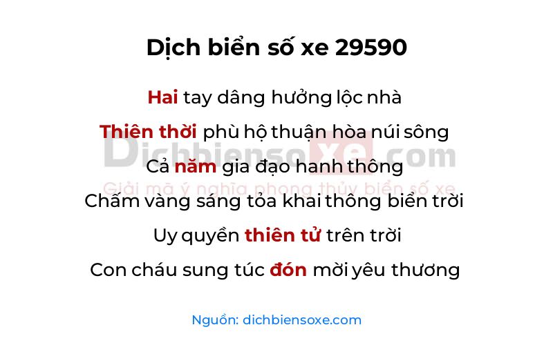 Dịch thơ biển số 29590