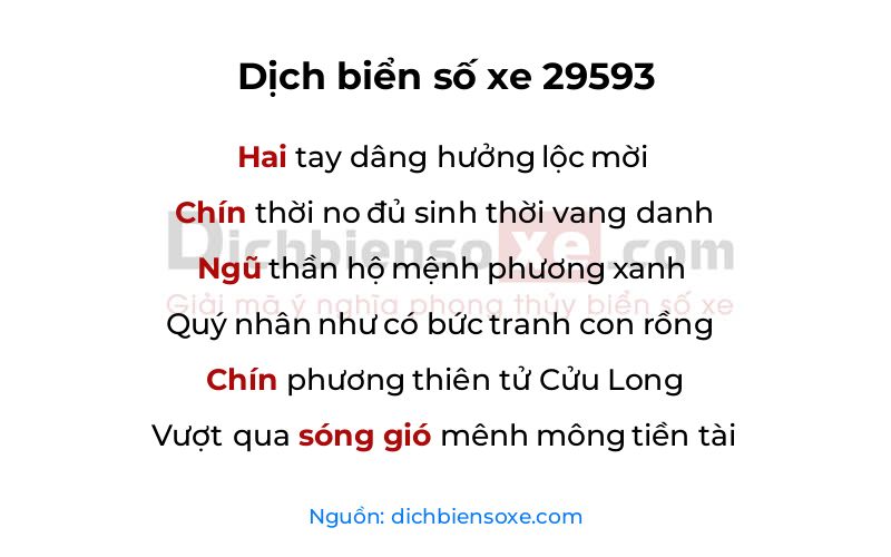 Dịch thơ biển số 29593