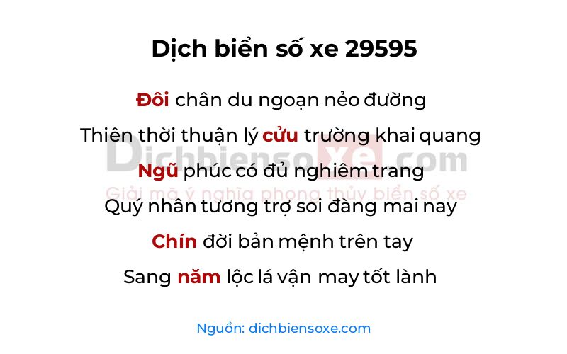 Dịch thơ biển số 29595