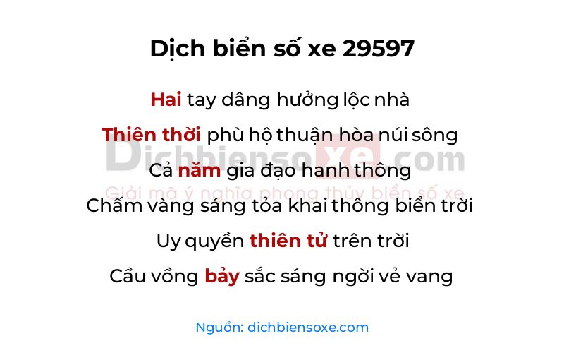 Dịch thơ biển số 29597