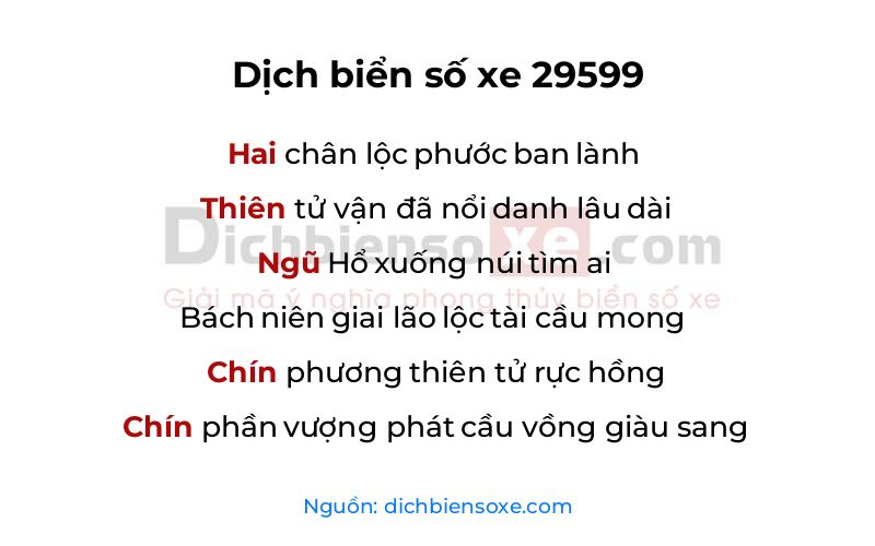 Dịch thơ biển số 29599