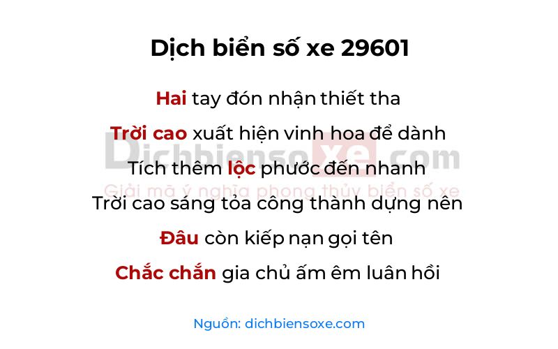 Dịch thơ biển số 29601