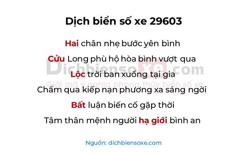 Dịch thơ biển số 29603