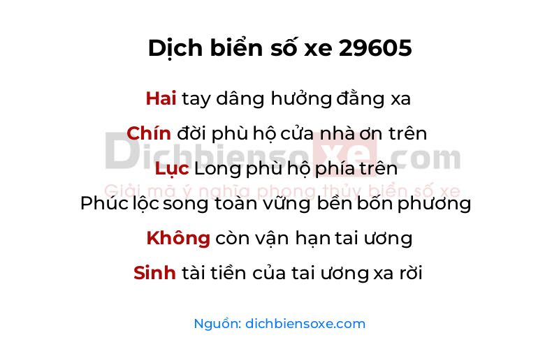 Dịch thơ biển số 29605