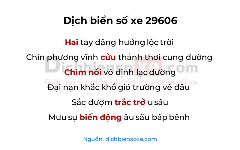 Dịch thơ biển số 29606