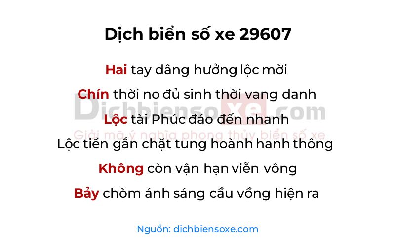 Dịch thơ biển số 29607