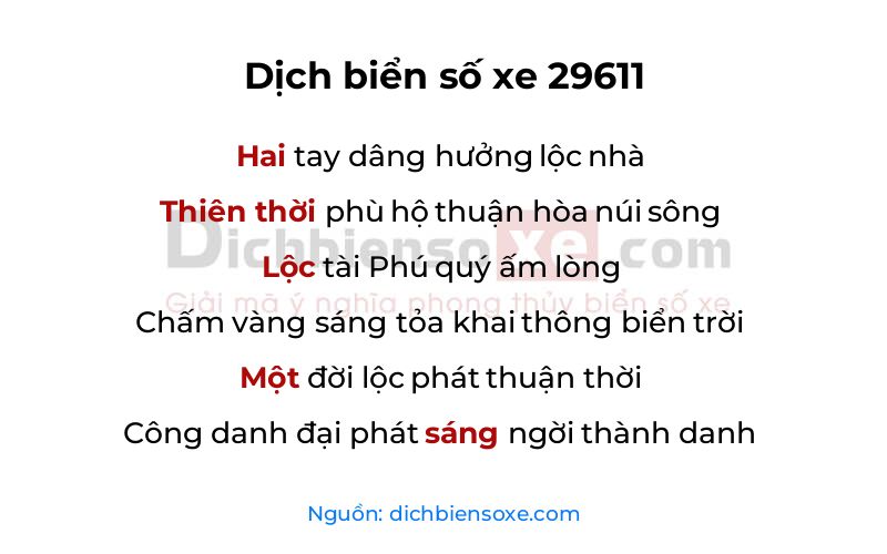 Dịch thơ biển số 29611