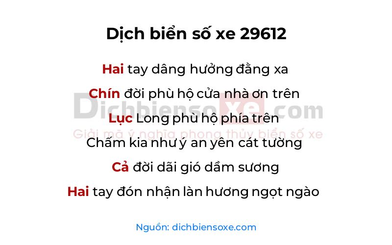 Dịch thơ biển số 29612