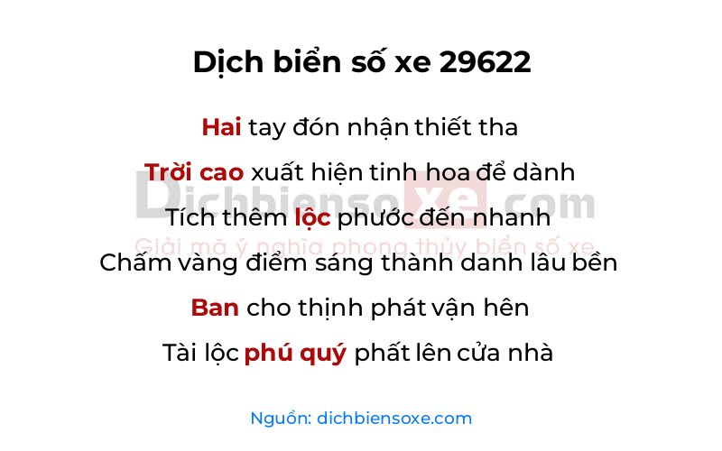 Dịch thơ biển số 29622