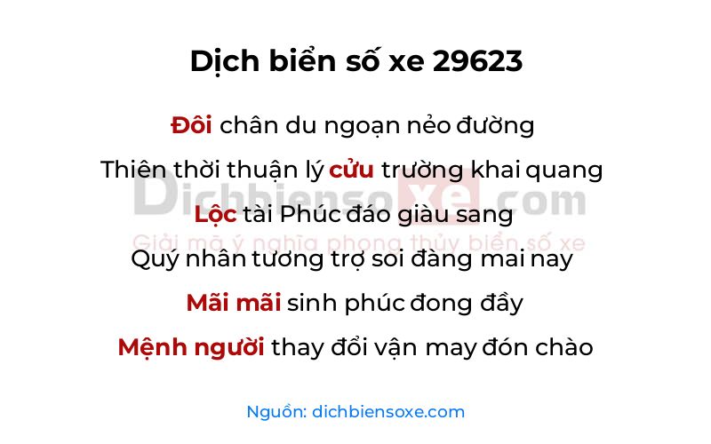 Dịch thơ biển số 29623