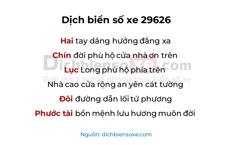 Dịch thơ biển số 29626